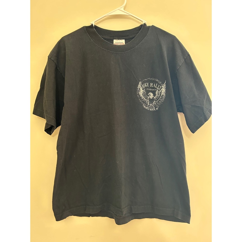 Vintage 2002 Myrtle Beach Bike Week T-Shirt Men Large Black Biker Graphic Tee